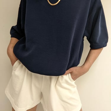Vintage Navy Short Sleeve Sweatshirt