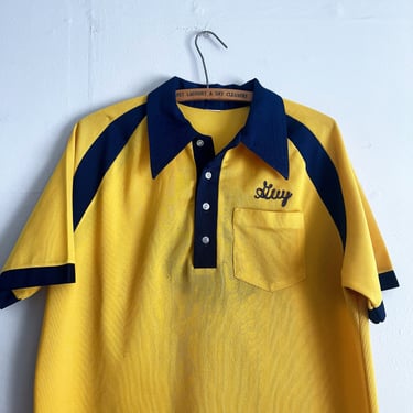 Vintage 70s 80s Two Color Bowling Shirt Chain Stitched La Bola Size M 