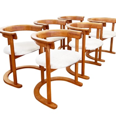 80s Post Modern Tobia and Afra Scarpa Style Brutalist MCM Beech SET of 6 Dining Chair- 6 pcs 