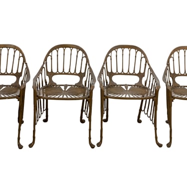1950s Set of Four Brass Palm Chairs