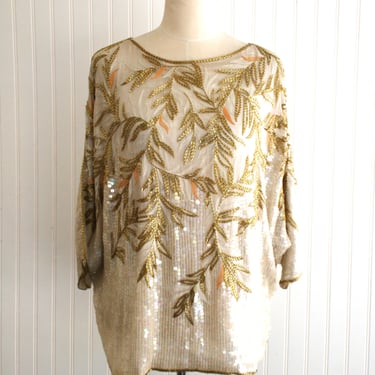 1980-90's - Judith Ann Creations - Trophy Top - Cocktail/Club Top - Marked size L 