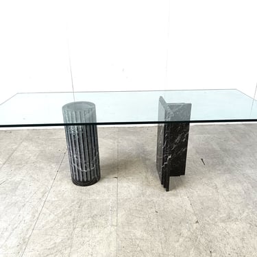 Antiquaria table by Adolfo Natalini for Up & up, 1970s - vintage black marble dining table - vintage marble and glass dining table 