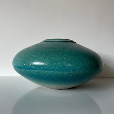 1980's Mark Hines Turquoise Art Pottery Vase 