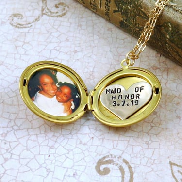 Maid of Honor Proposal Gift, Will You Be My Maid of Honor gift, Photo Locket, Personalized Bridesmaid Gift, Bridesmaid Jewelry 
