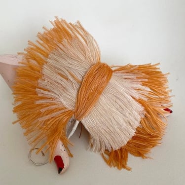 Art Deco Antique 1920s  Flapper Geometric Large Ostrich feather Orange Corsage  Hair or hat trim by BakeliteBa