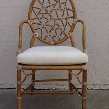 Six Authentic Iconic Elinor McGuire Designed Rattan Cracked Ice Chairs 
