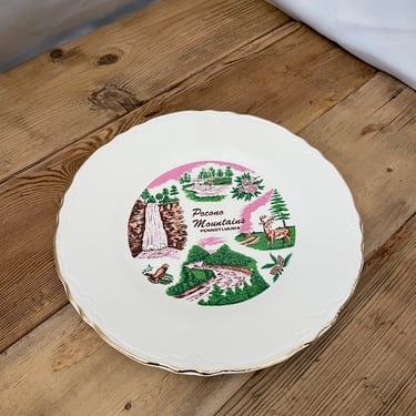 Poconos Pocono Mountains Pennsylvania PA decorative travel souvenir mini plate vintage 1950s 