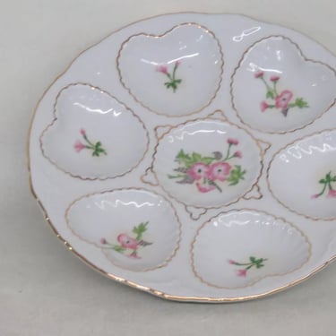 Limoges France Porcelain Floral Heart Shaped Divided Oyster Serving Plate 3294B