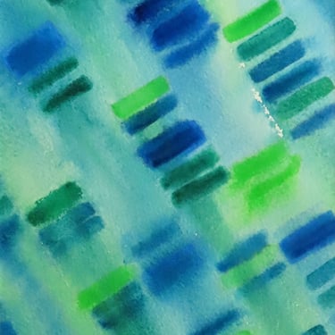 Green and Blue DNA Gel - Original Watercolor Painting- Genetics DNA art 