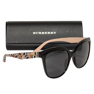 Burberry - Black Frames with Abstract Tartan Plaid Legs Sunglasses