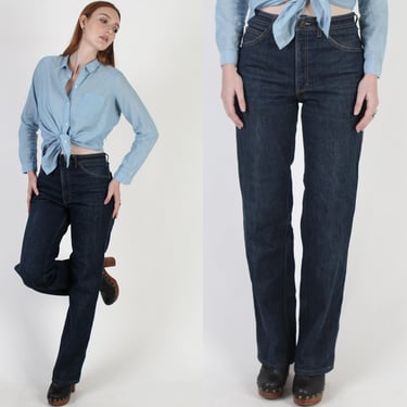 Designer Dior Straight Leg Denim Jeans, Talon Zip Dark Indigo, Vintage 80s High Rise Pants Size 32 x 33 