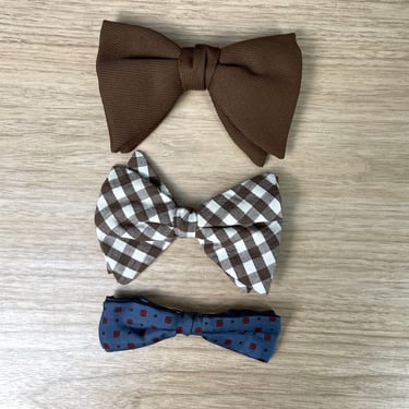 Three vintage clip on bow ties - 1970s and 1950s 