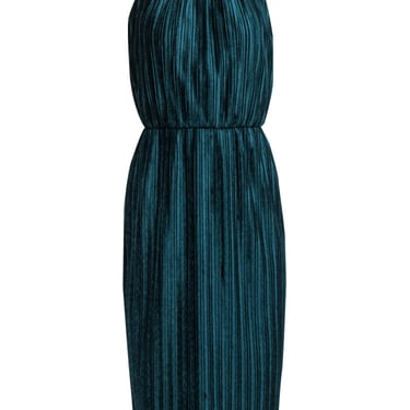Shoshanna - Teal Velvet Pleated Sleeveless Dress Sz 6P