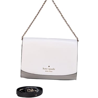 Kate Spade - Grey, White, & Black Color Block Saffiano Leather "Carson" Crossbody Bag