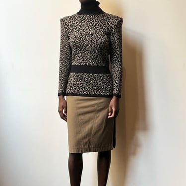 Valentino Studio leopard print wool turtleneck sweater 