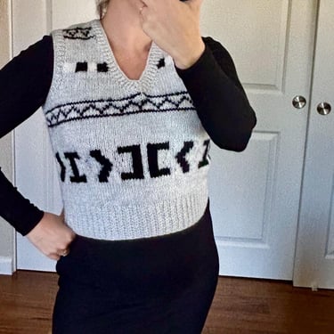 Super soft gray and black knit sweater vest 