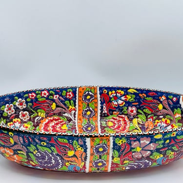 Turkey  12'' Decorative Ceramic Turkish Bowl, Handmade Colorful Bowl, Ceramic Salad Bowl, Salad Serving Bowl,Large Serving Bowl 