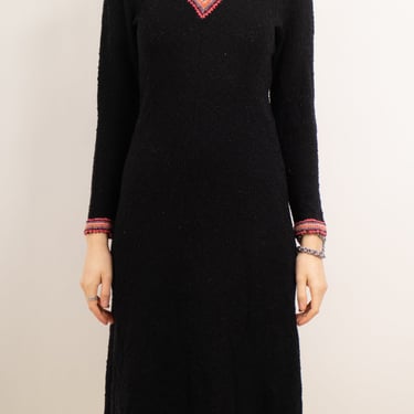 1960's boucle v neck a-line dress