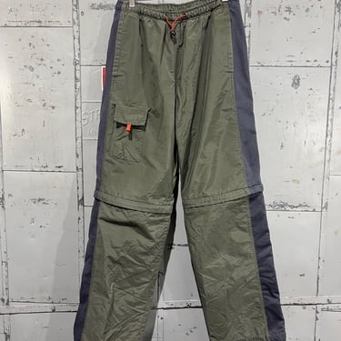 Small Y2K cotton nylon sonoma Cargo Track Pants Outdoors Hiking Gorp Granola Trendy Streetwear Tech Rave green and navy 