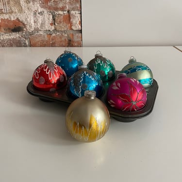 SALE - West Germany Glass Christmas Ornaments - Set of 7 