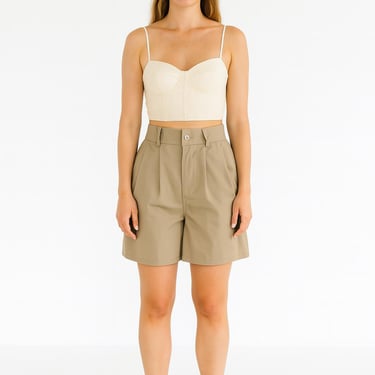 high waisted shorts 80s 90s vintage beige pleated trouser shorts 
