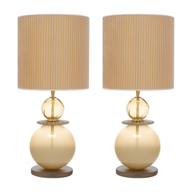 Taupe And Gray Murano Glass Lamps