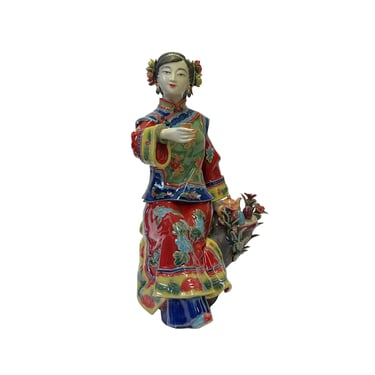 Chinese Oriental Porcelain Qing Style Dressing Birds Lady Figure ws3140E 
