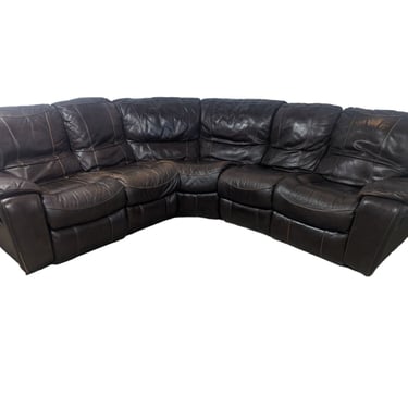 Brown Leather Recliner Sectional