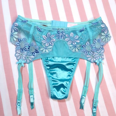 victoria secret rhinestone garter belt Victoria's Secret Shine Strap Lace Push-Up Bra Garter Brazilian Panty 3  Piece Set Color Limelight 38D/X-Large NWT main image 1