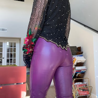 VTG Y2K Purple Leather Bebe Pants 