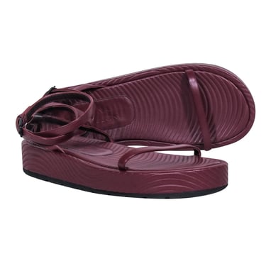 Bettina Vermillon - Burgundy Textured Leather Strappy Sandals Sz 9