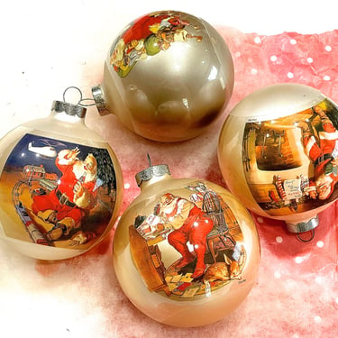 VINTAGE: 4pcs - Christmas Santa Ball Ornament - Holiday Decorations Xmas 