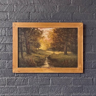Vintage American Tonalist Oil Painting of Woodland Stream, c.1920’s 