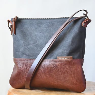Graphite Waxed Canvas and Leather Day Bag