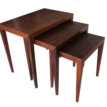 Three (3) Severin Hansen Jr Danish Rosewood Nesting Tables by Haslev 