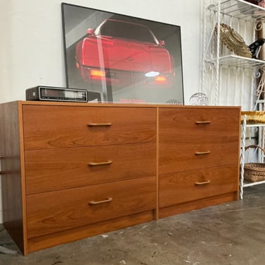 Teak Veneer 6-Drawer Dresser