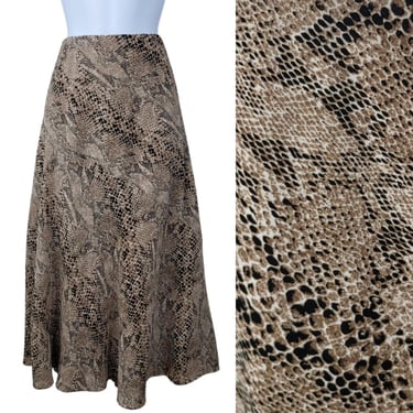 Vtg Y2k Skirt Boho 14 Large Festival Snake Print Midi Stretch Elastic Waist Alt 
