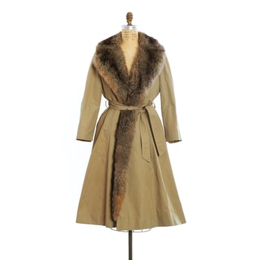 Vintage 1970s coyote fur trench coat 