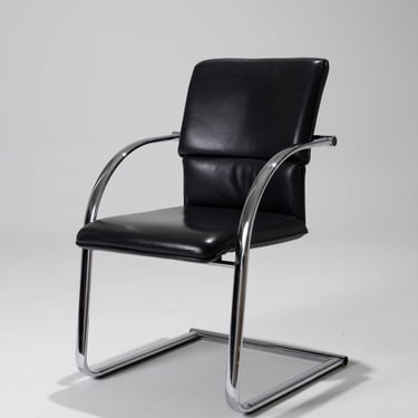 FAUTEUIL DE BUREAU EN CUIR ET CHROME, MARTIN STOHL, 1970s