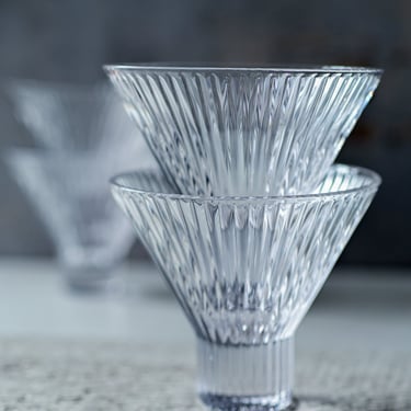 Ribbed Clear Martini Glasses (Set of 4)