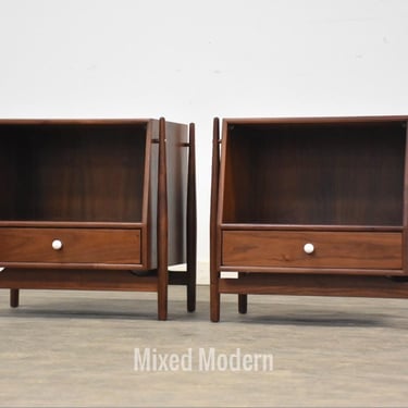 Refinished Kipp Stewart Declaration Walnut Nightstands - A Pair 