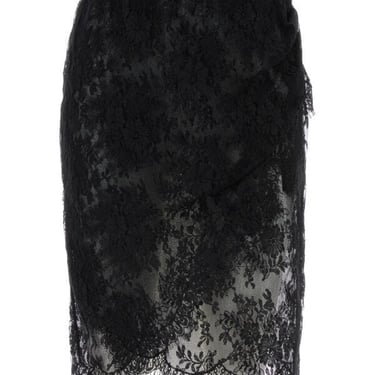 Saint Laurent Women Black Lace Skirt