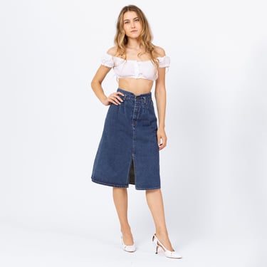 Vintage 70s Western Denim A-Line Skirt - Extra Small, 24