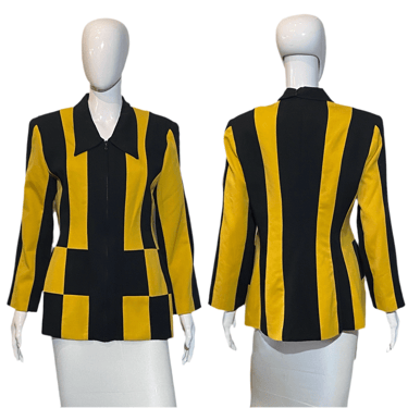 1980's Black and Yellow Color Block Jacket - Size S/M