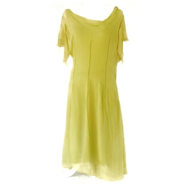 Orangia Maxi Dress Flowing Taffeta Yellow Green Boutique FALL COMFY Dress L NEW! 