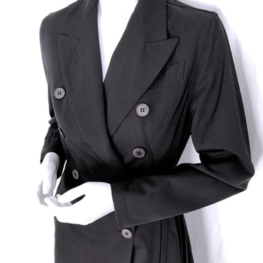 90s GAULTIER Femme, Double Breasted Asymmetrical Dress, 1990s Jean Paul GAULTIER Blazer Dres, Minimalist Black Dres, 80s Avant Garde Couture 