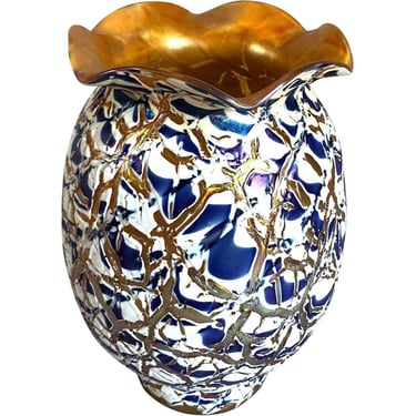 1920's Antique American Durand Art Glass Moorish Crackle Torchiere Lamp Shade 