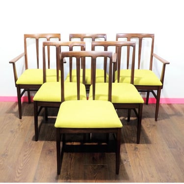 Mid Century Modern Afromosia Teak Danish Style Dining Chairs by Younger x 6, Mid Century Modern Vintage Furniture 