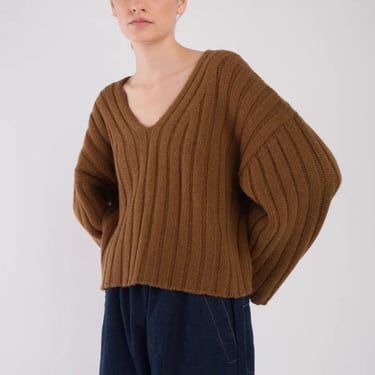 Micaela Greg Cropped Rib Pullover - Golden