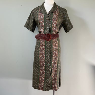 1950s Vintage Deadstock Prairie Homespun Button Front Shirt Dress Carolina Maid 